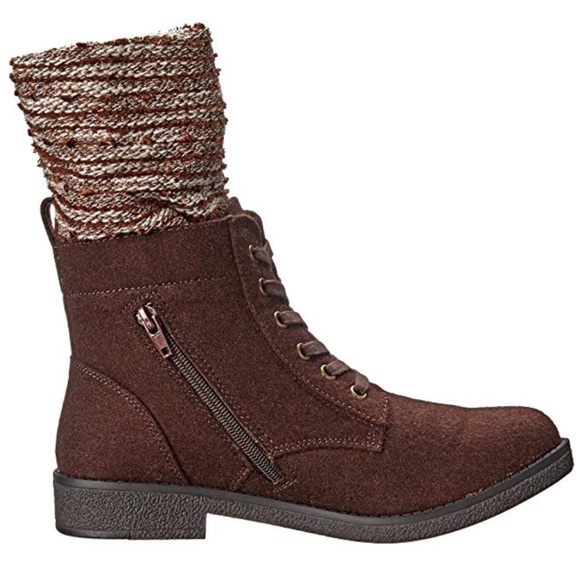 Texas Brown Knit Sweater Hood Combat Moto Boots - Picture 12 of 12